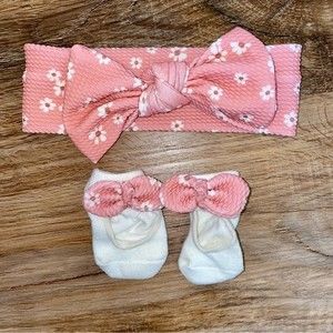 🖤Baby headband and matching booties